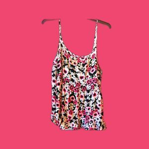 Torrid Spagetti Strap Boho top in black with pink florals Size 3 -Xl no flaws